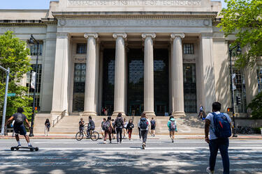 Busy campus shot near massachusetts ave